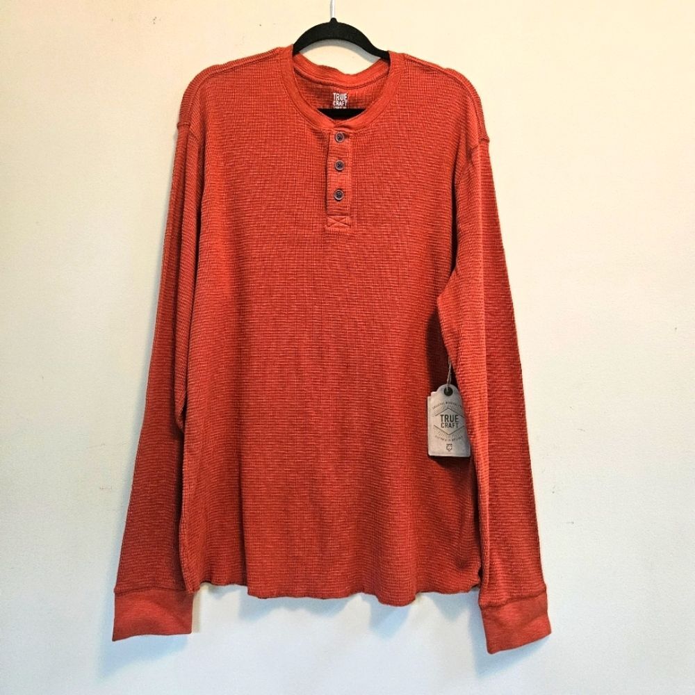 True Craft Henley Shirt Men's Size XL Lived-in Tee Pueblo Rust color NWT